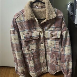 Plaid Sherpa-Lined Jacket
